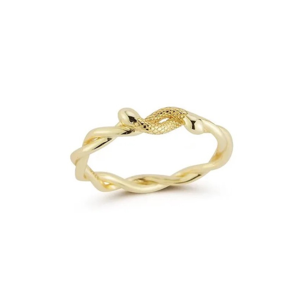 14K Over Silver Twisted Snakes Ring
